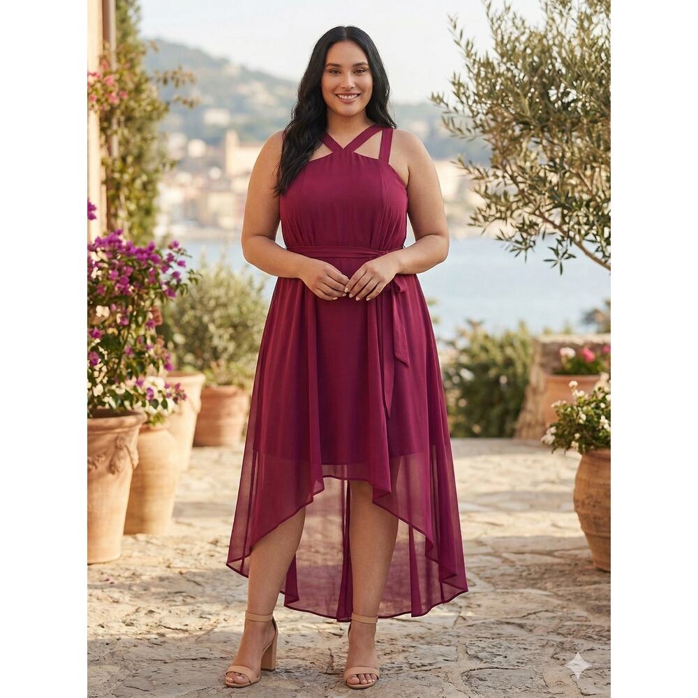 Torrid Women's L Romantic Feminine Ethereal Coquette Vacation Halter Midi Dress - Picture 2 of 10